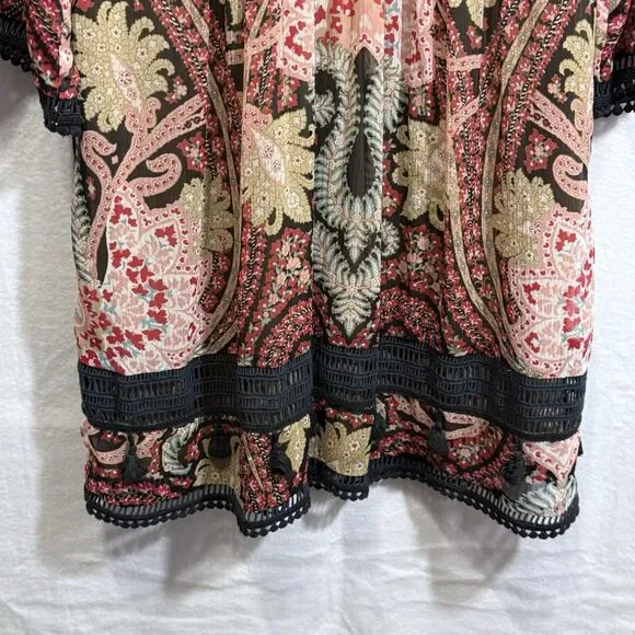 Anthropologie Ranna Gill Joss Kimono Dress Mini Paisley Boho Festival Size 4 - Picture 7 of 14